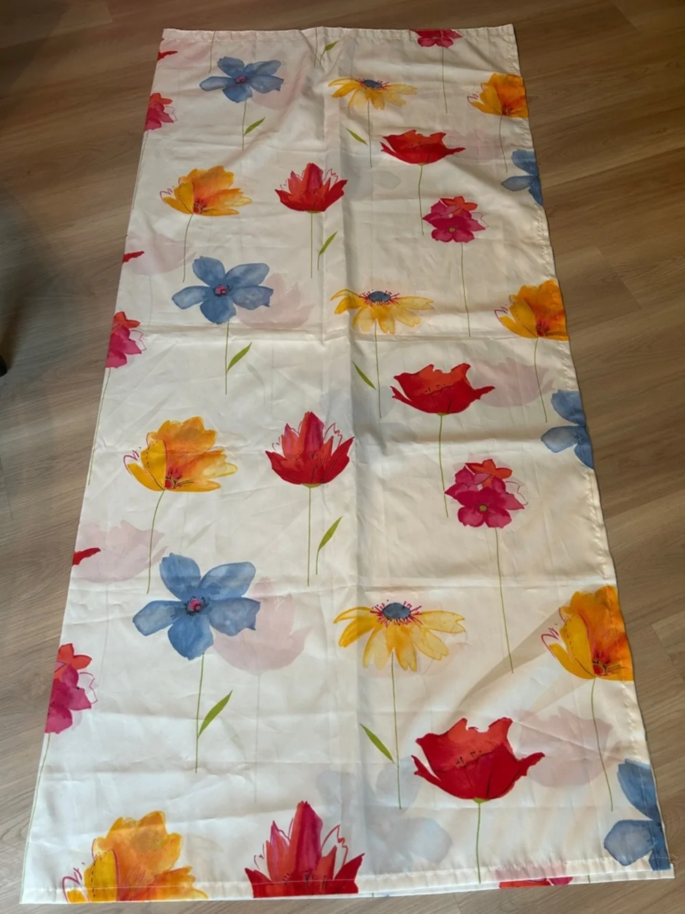 Floral Fabric Shower Curtain White Spring Feminine Girly Whimsical Vibrant